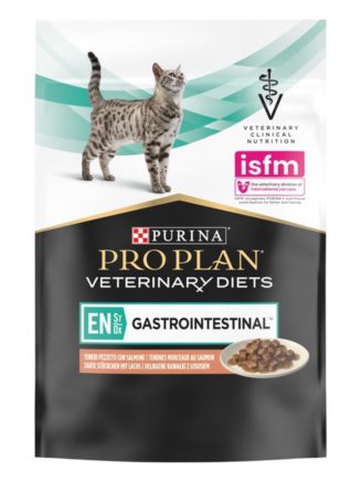 purina veterinary diets en gastrointestinal feline в подливке с лососем для кошек 10х80 г