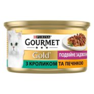 gourmet gold Двойное удовольствие для кошек с кроликом и печенью, кусочки в соусе 24x85 г