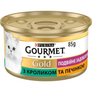 gourmet gold Двойное удовольствие для кошек с кроликом и печенью, кусочки в соусе 24x85 г