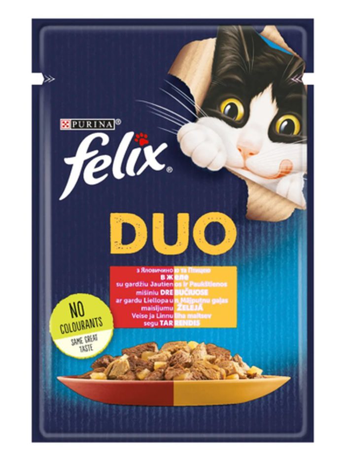 Влажный корм для кошек felix sensations sauces, с говядиной и птицей, 26*85 г