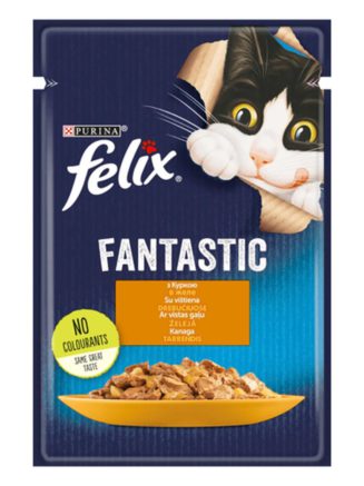 Влажный корм для кошек felix fantastic, кусочки в желе, с курицей, 26*85 г