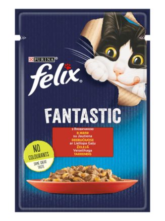 Влажный корм для кошек felix fantastic, с говядиной, 26*85 г