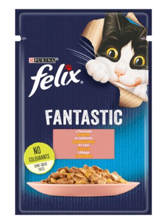 Влажный корм для кошек felix fantastic, с лососем, 26*85 г