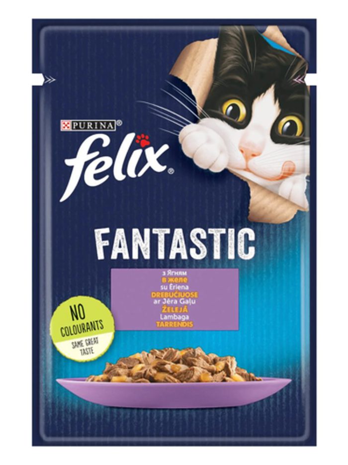 Влажный корм для кошек felix fantastic, с ягненком, 26*85 г