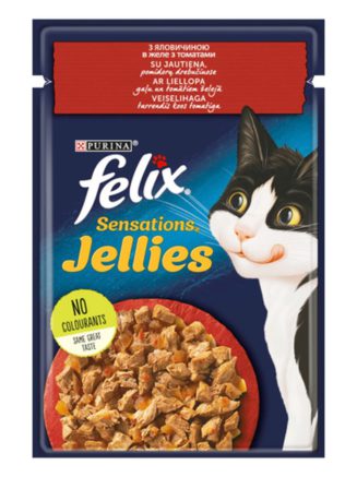 Влажный корм для кошек felix sensations, с говядиной и томатами, 26*85 г