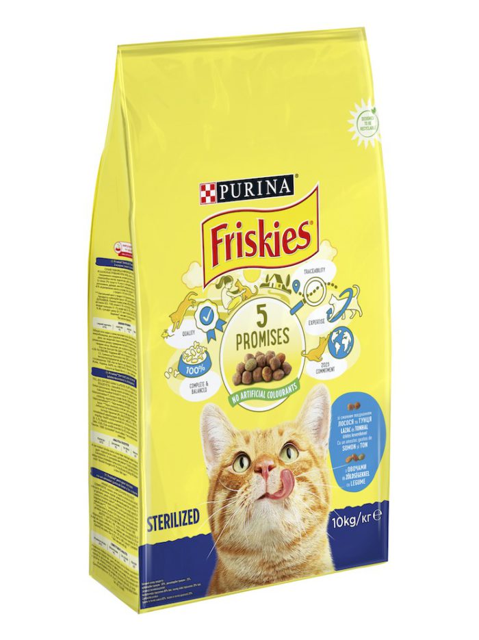 purina friskies sterilised для стерилизованных кошек с лососем и овощами 10 кг