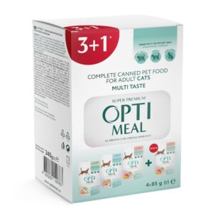 optimeal adult cats multi taste для кошек ассорти набор (3+1) 340 г