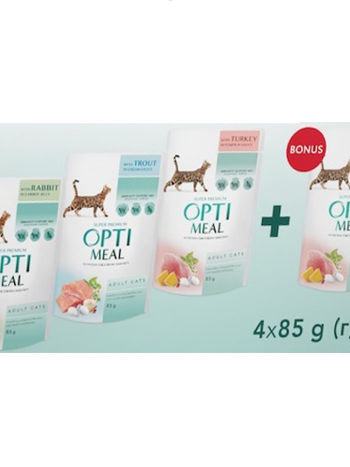 optimeal adult cats multi taste №4 для кошек ассорти набор (3+1) 340 г