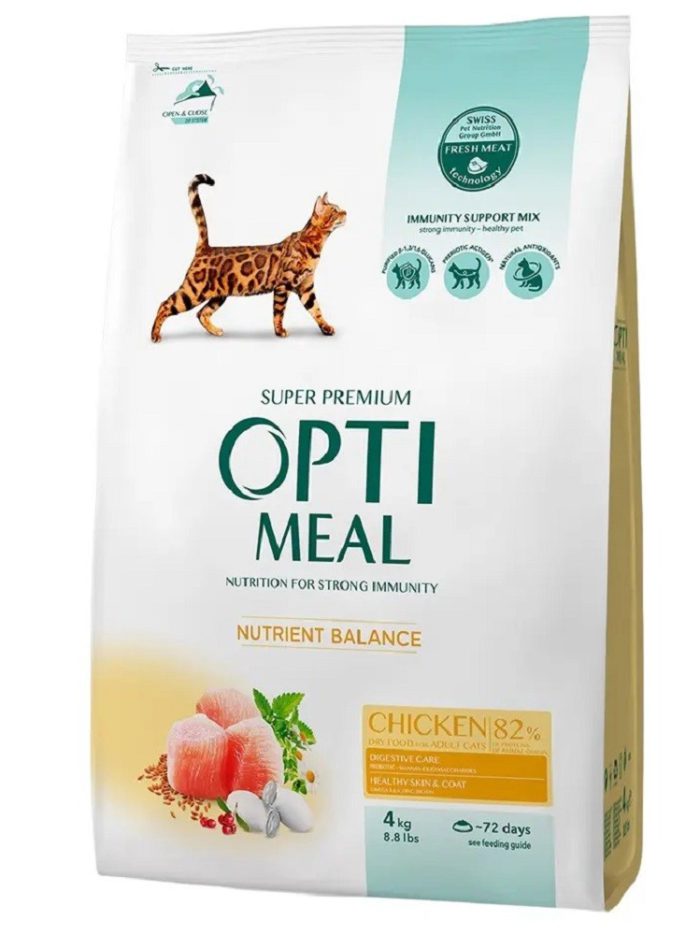 optimeal chicken для кошек с мясом курицы 4 кг