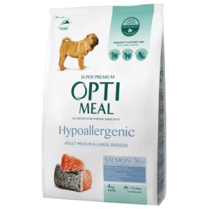 optimeal hypoallergenic medium and large для собак с лососем 4 кг