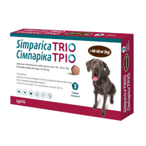 Таблетки Симпарика Трио, для собак, от блох и клещей от 40,1 60 кг (1таб)