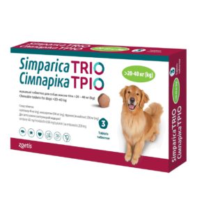 Таблетки Симпарика Трио, для собак, от блох и клещей от 20,1 40 кг (1таб)