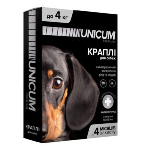 Капли unicum Рremium от блох и клещей для собак 0 4 кг (1пип)