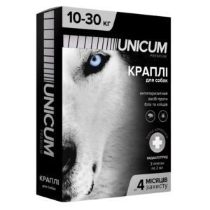 Капли unicum Рremium от блох и клещей для собак 10 30 кг (1пип)