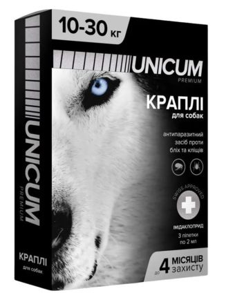 Капли unicum Рremium от блох и клещей для собак 10 30 кг (1пип)