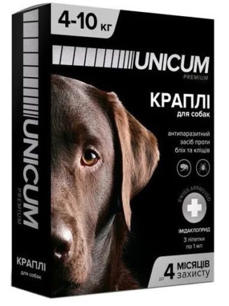 Капли unicum Рremium от блох и клещей для собак 4 10 кг (1пип)