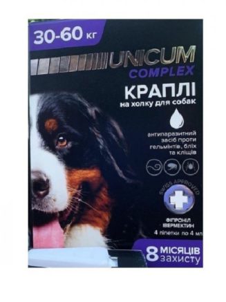 Капли unicum complex Рremium от гельминтов, блох и клещей для собак 10 30 кг (1пип)