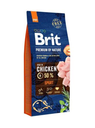brit premium sport adult для собак с курицей 15 кг