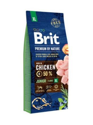 brit premium junior xl для щенков крупных и гигантских пород c курицей 15 кг