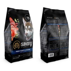 savory junior large turkey&chicken для щенков крупных пород с курицей 3 кг