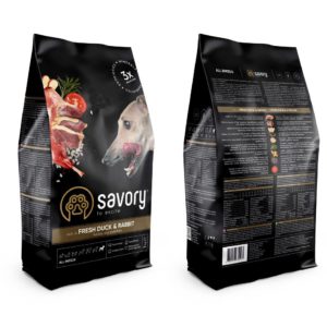 savory all breeds duck rabbit для собак с уткой и кроликом 1 кг