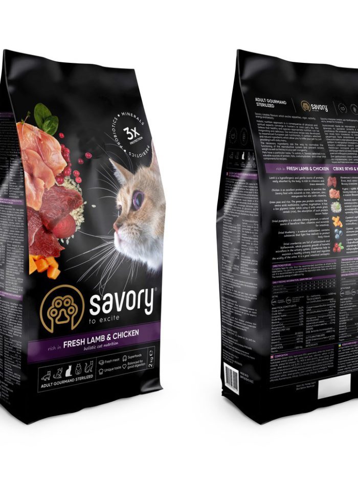 savory sterilised lamb chicken для стерилизованных кошек с ягненком 2 кг