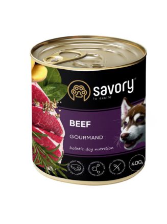 savory dog gourmand beef для собак с говядиной 400 г