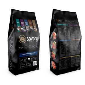 savory junior large turkey&chicken для щенков крупных пород с индейкой 12 кг