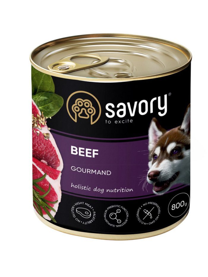 savory dog gourmand beef для собак с говядиной 800 г