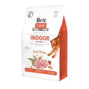 brit care cat grain free indoor anti stress для кошек с курицей 2 кг