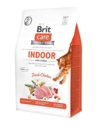 brit care cat grain free indoor anti stress для кошек с курицей 400 г