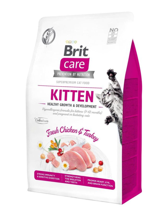 brit care gf kitten для котят с курицей и индейкой 400 г