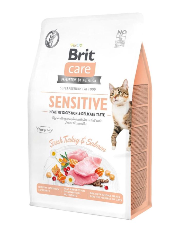 brit care cat gf sensitive digestion delicate taste для кошек с индейкой и лососем 7 кг