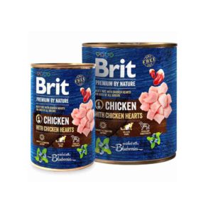 brit premium by nature chicken с куриными сердечками для собак 400 г