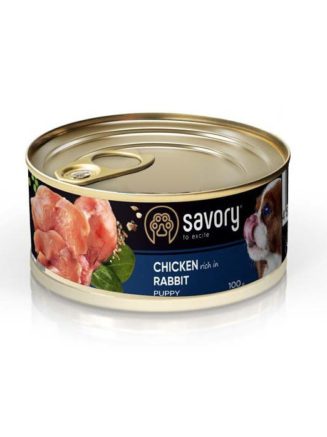 savory dog all breeds puppy rabbit chicken для щенков с курицей и кроликом 100 г
