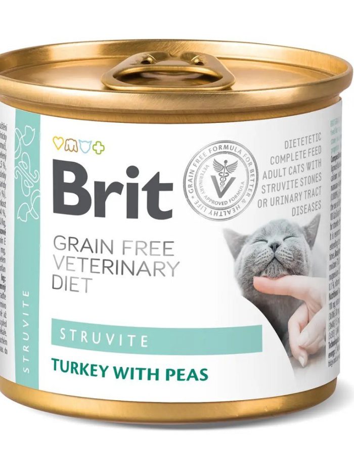 brit vd struvite cat cans для кошек с индейкой и горохом 200 г