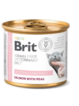 brit vd hypoallergenic cat cans для кошек с лососем и горохом 200 г