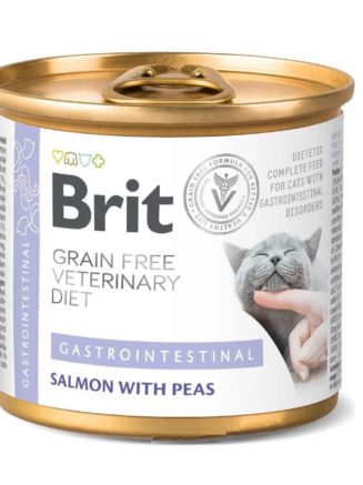 brit vd gastrointestinal cat cans для кошек с лососем и горохом 200 г