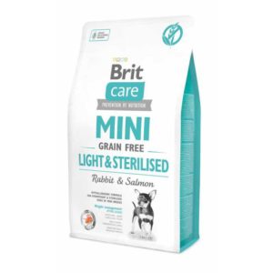 brit care mini gf light sterilised для стерилизованных собак с лососем и кроликом 400 г