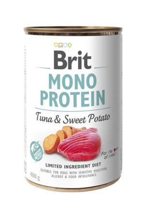 brit mono protein dog с тунцом и сладким картофелем 400 г