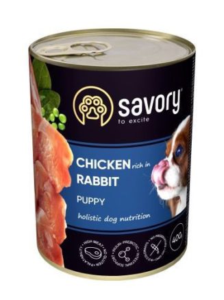 savory dog all breeds puppy rabbit chicken для щенков с курицей и кроликом 400 г