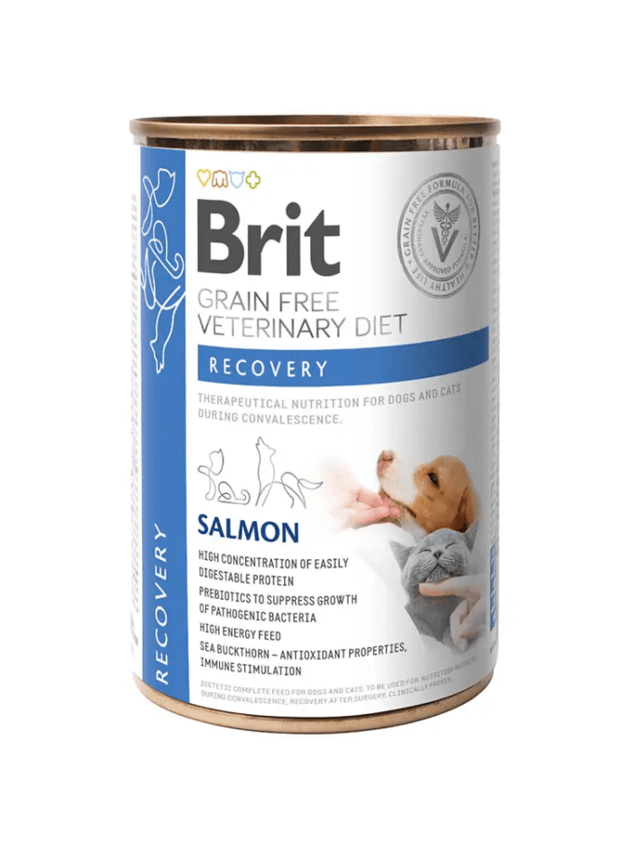 brit vd recovery cans для собак и кошек с лососем 400 г