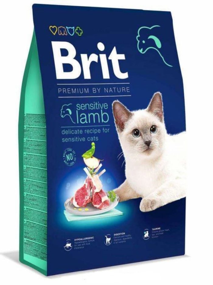 brit premium sensitive lamb для кошек с ягненком 8 кг