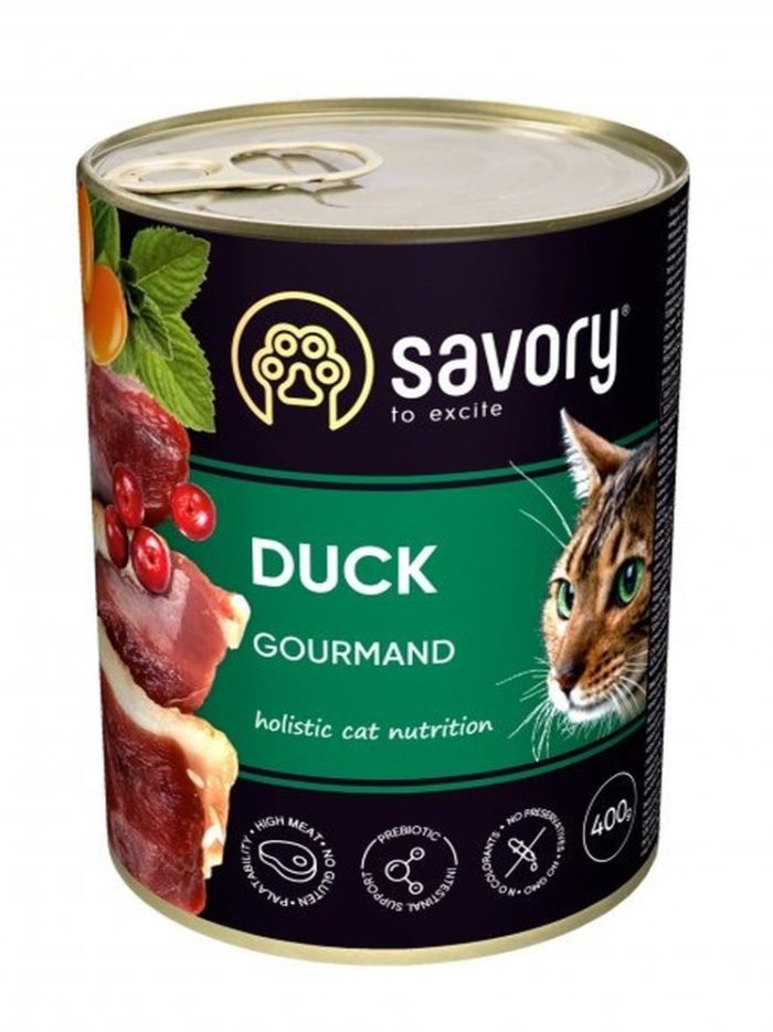 savory cat adult duck для кошек с уткой 400 г
