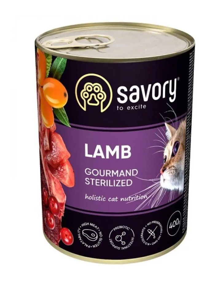 savory sterilised lamb для стерилизованных кошек с ягненком 400 г
