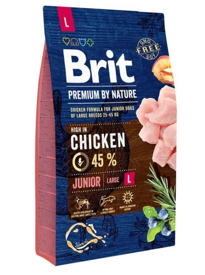 brit premium junior large l для щенков крупных пород с курицей 15 кг