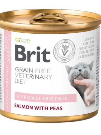 brit vd hypoallergenic cat cans для кошек с лососем и горохом 200 г