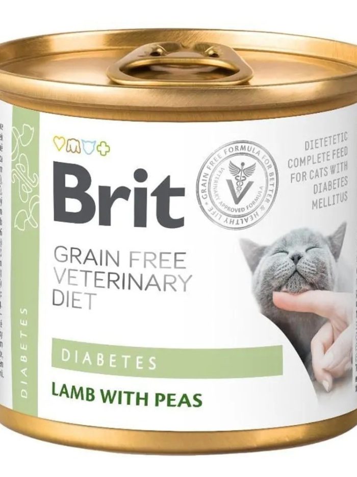 brit vd diabets cat cans для кошек с ягненком и горохом 200 г