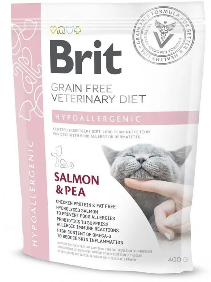 brit vd cat hypoallergenic для кошек с лососем 400 г