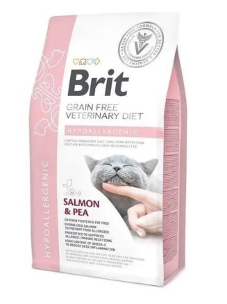 brit vd cat hypoallergenic для кошек с лососем 2 кг